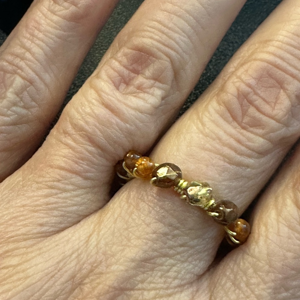 Stackable Gold and Bronze Beaded Ring